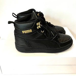 PUMA Boy's Black Rugged Rebounder High Top Sneaker - Size 4